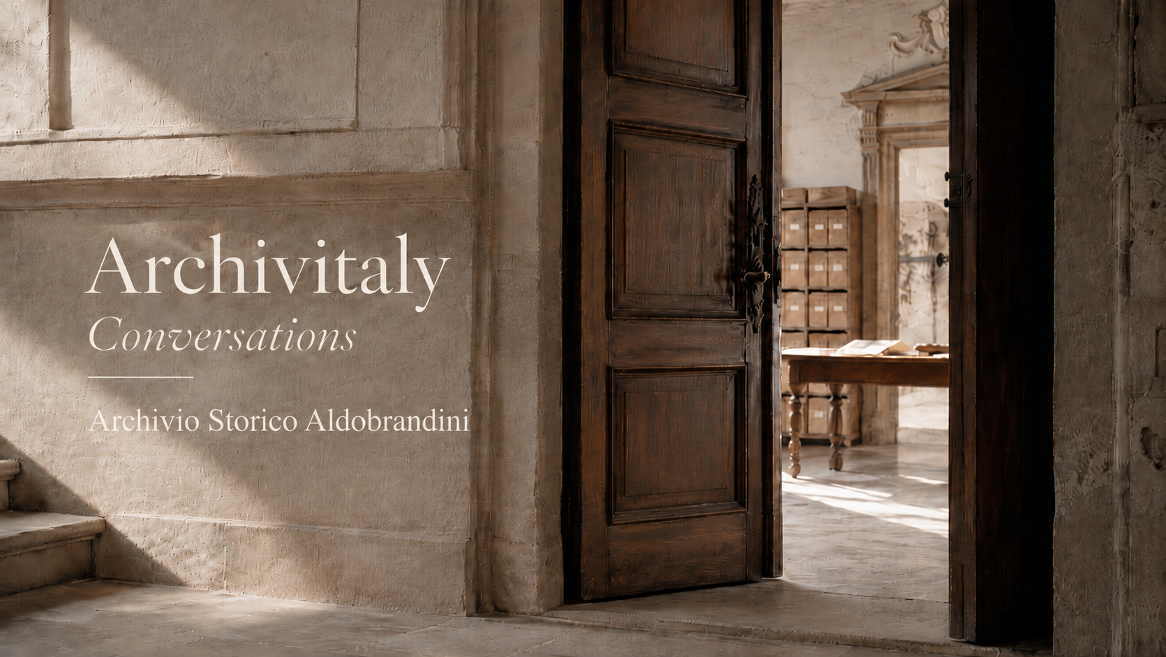 Archivitaly Conversations issue #1 cover with an open historic doorway leading into an archive room
